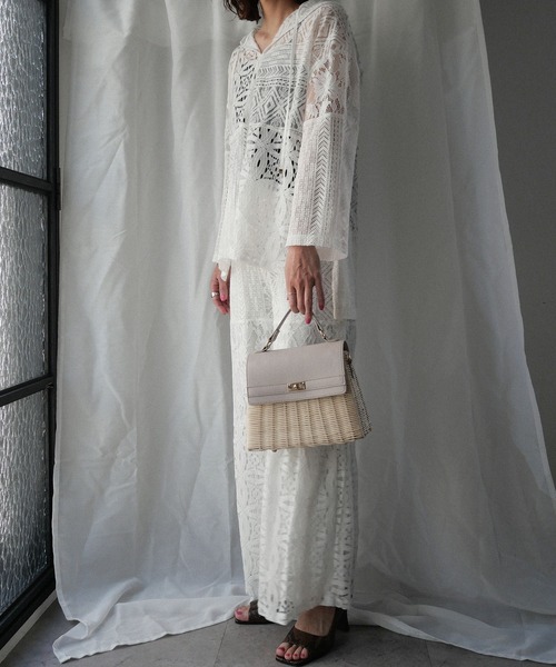 CURI BISCUI（キュリ　ビスキュイ）の「【CURIBISCUI】ラタン素材 ショルダー付きカゴバッグ（ハンドバッグ・レディース・オフホワイト/ブラック×ベージュ/ダークブラウン・FREE）」の8枚目の写真