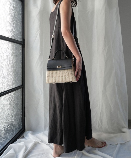 CURI BISCUI（キュリ　ビスキュイ）の「【CURIBISCUI】ラタン素材 ショルダー付きカゴバッグ（ハンドバッグ・レディース・オフホワイト/ブラック×ベージュ/ダークブラウン・FREE）」の13枚目の写真