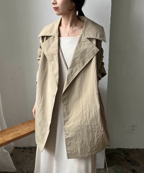 CAPRICIEUX LE'MAGE（カプリシューレマージュ）の「2WAYトレンチ風ブルゾン（ブルゾン・レディース・ホワイト/ベージュ・FREE）」の14枚目の写真