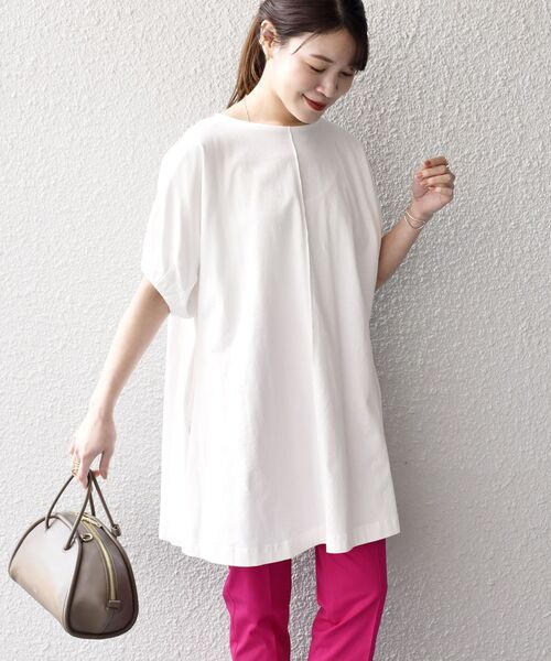 SHIPS(シップス)の「【ZOZO限定】〈洗濯機可能〉オーガニックコットンダーツスリーブチュニック◆(Tシャツ/カットソー・レディース・チャコールグレー/ブラック/パープル/オフホワイト/オレンジ/ライトオリーブ・ONE SIZE)」の8枚目の写真