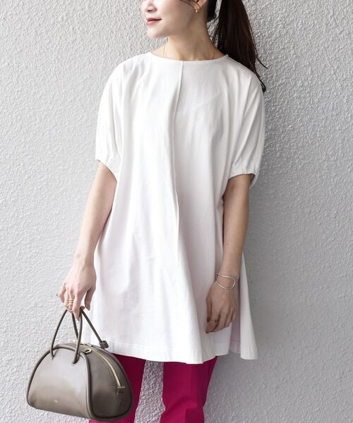 SHIPS(シップス)の「【ZOZO限定】〈洗濯機可能〉オーガニックコットンダーツスリーブチュニック◆(Tシャツ/カットソー・レディース・チャコールグレー/ブラック/パープル/オフホワイト/オレンジ/ライトオリーブ・ONE SIZE)」の9枚目の写真