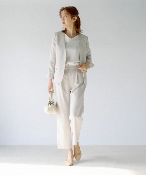 RIVE DROITE（リヴドロワ）の「セットアップ可能/ソフトストレッチVネックジャケット（テーラードジャケット・レディース・ベージュ/ネイビー・38/36）」の14枚目の写真