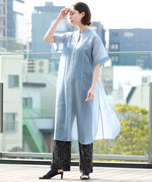 Ray BEAMS | Ray BEAMS / オーガンジー シャツ ワンピース(シャツワンピース)