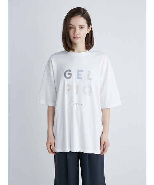 gelato pique(ジェラートピケ)の「【UNISEX】ワンポイントロゴビッグTシャツ(Tシャツ/カットソー・レディース・グレー/オフホワイト・M-L/S-M)」の2枚目の写真