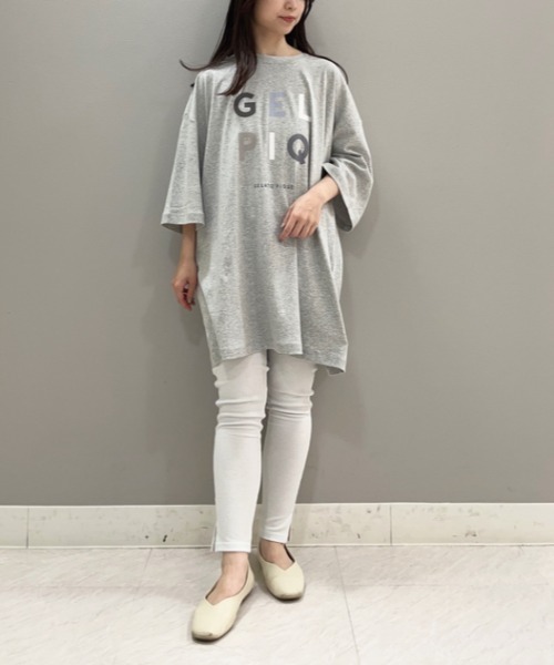 gelato pique(ジェラートピケ)の「【UNISEX】ワンポイントロゴビッグTシャツ(Tシャツ/カットソー・レディース・グレー/オフホワイト・M-L/S-M)」の20枚目の写真