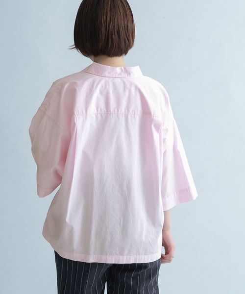 FORK&SPOON（フォークアンドスプーン）の「FORK&SPOON　レギュラーカラーハーフスリーブシャツ（シャツ/ブラウス・レディース・オフホワイト/ピンク/ネイビー・ONE）」の5枚目の写真