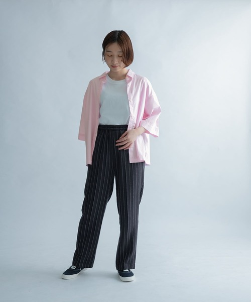 FORK&SPOON（フォークアンドスプーン）の「FORK&SPOON　レギュラーカラーハーフスリーブシャツ（シャツ/ブラウス・レディース・オフホワイト/ピンク/ネイビー・ONE）」の6枚目の写真