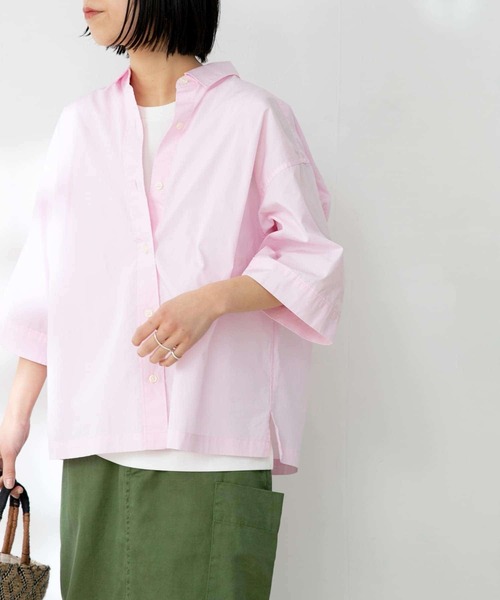 FORK&SPOON（フォークアンドスプーン）の「FORK&SPOON　レギュラーカラーハーフスリーブシャツ（シャツ/ブラウス・レディース・オフホワイト/ピンク/ネイビー・ONE）」の7枚目の写真