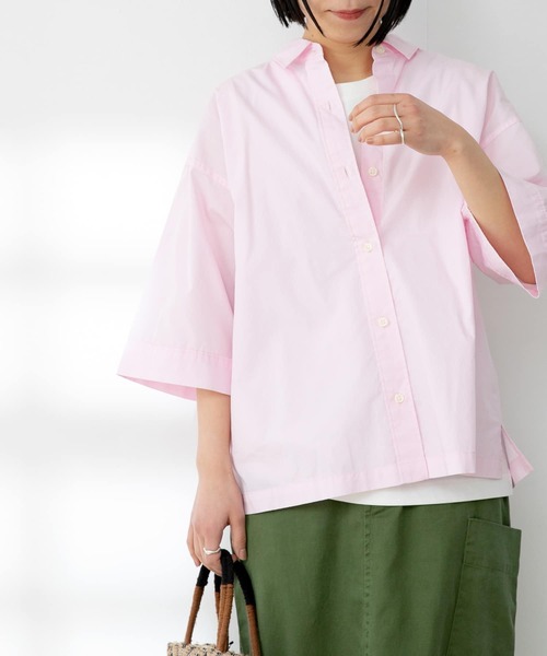 FORK&SPOON（フォークアンドスプーン）の「FORK&SPOON　レギュラーカラーハーフスリーブシャツ（シャツ/ブラウス・レディース・オフホワイト/ピンク/ネイビー・ONE）」の8枚目の写真