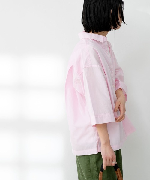 FORK&SPOON（フォークアンドスプーン）の「FORK&SPOON　レギュラーカラーハーフスリーブシャツ（シャツ/ブラウス・レディース・オフホワイト/ピンク/ネイビー・ONE）」の9枚目の写真