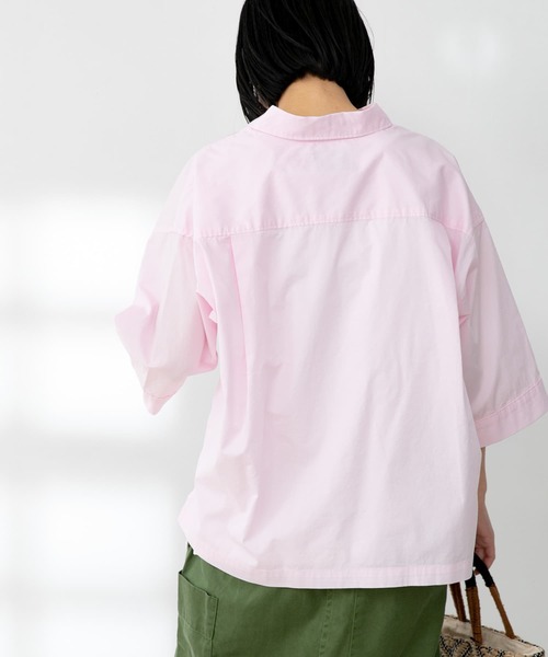 FORK&SPOON（フォークアンドスプーン）の「FORK&SPOON　レギュラーカラーハーフスリーブシャツ（シャツ/ブラウス・レディース・オフホワイト/ピンク/ネイビー・ONE）」の10枚目の写真