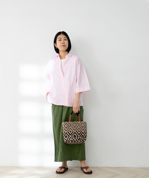 FORK&SPOON（フォークアンドスプーン）の「FORK&SPOON　レギュラーカラーハーフスリーブシャツ（シャツ/ブラウス・レディース・オフホワイト/ピンク/ネイビー・ONE）」の12枚目の写真