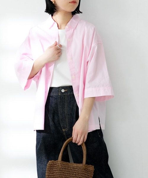 FORK&SPOON（フォークアンドスプーン）の「FORK&SPOON　レギュラーカラーハーフスリーブシャツ（シャツ/ブラウス・レディース・オフホワイト/ピンク/ネイビー・ONE）」の14枚目の写真