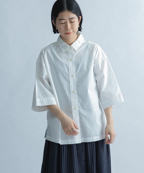 FORK&SPOON（フォークアンドスプーン）の「FORK&SPOON　レギュラーカラーハーフスリーブシャツ（シャツ/ブラウス・レディース・オフホワイト/ピンク/ネイビー・ONE）」の20枚目の写真