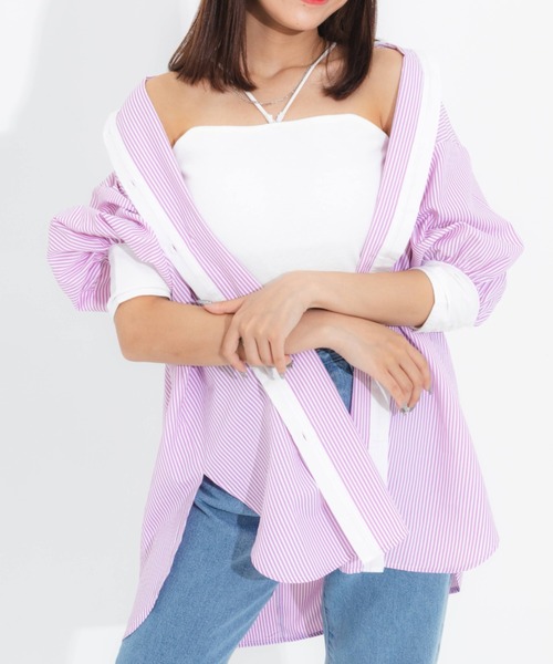 nemne store(ネンネストア)の「背中開きアソートクレリックシャツ(シャツ/ブラウス・レディース・オフホワイト/ピンク/オレンジ/ブルー・フリー)」の1枚目の写真