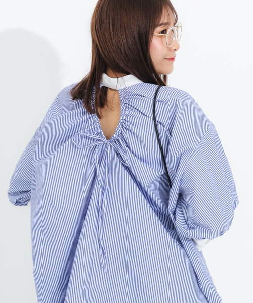 nemne store(ネンネストア)の「背中開きアソートクレリックシャツ(シャツ/ブラウス・レディース・オフホワイト/ピンク/オレンジ/ブルー・フリー)」の3枚目の写真