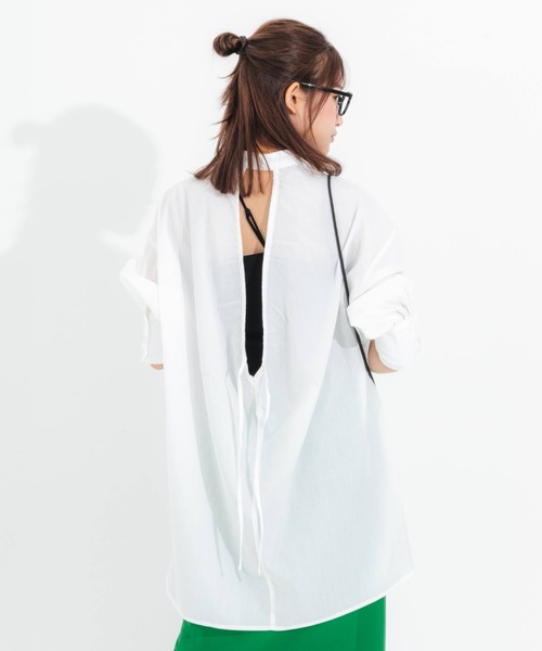 nemne store(ネンネストア)の「背中開きアソートクレリックシャツ(シャツ/ブラウス・レディース・オフホワイト/ピンク/オレンジ/ブルー・フリー)」の5枚目の写真