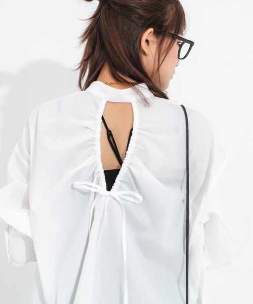 nemne store(ネンネストア)の「背中開きアソートクレリックシャツ(シャツ/ブラウス・レディース・オフホワイト/ピンク/オレンジ/ブルー・フリー)」の8枚目の写真