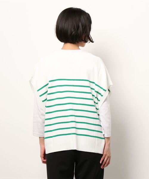 sara&cake（サラアンドケイク）の「12GボーダーVネックベスト（ベスト・レディース・グリーン/ブルー・FREE）」の5枚目の写真