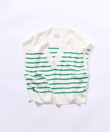 sara&cake | 12GボーダーVネックベスト(ベスト)