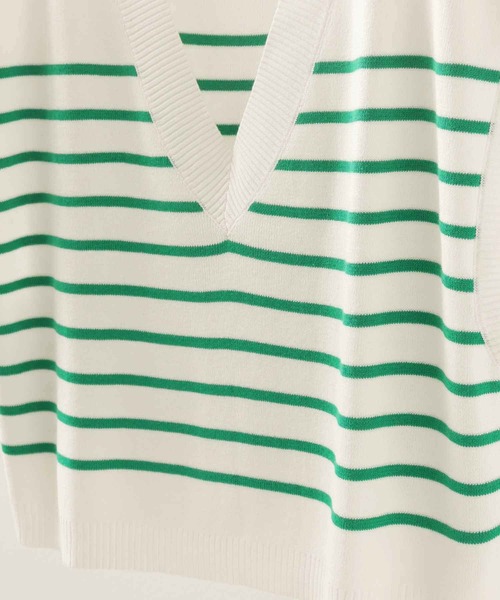 sara&cake（サラアンドケイク）の「12GボーダーVネックベスト（ベスト・レディース・グリーン/ブルー・FREE）」の13枚目の写真