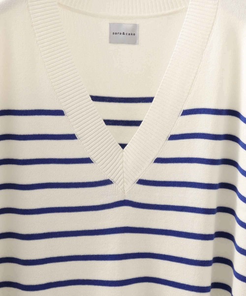 sara&cake（サラアンドケイク）の「12GボーダーVネックベスト（ベスト・レディース・グリーン/ブルー・FREE）」の11枚目の写真