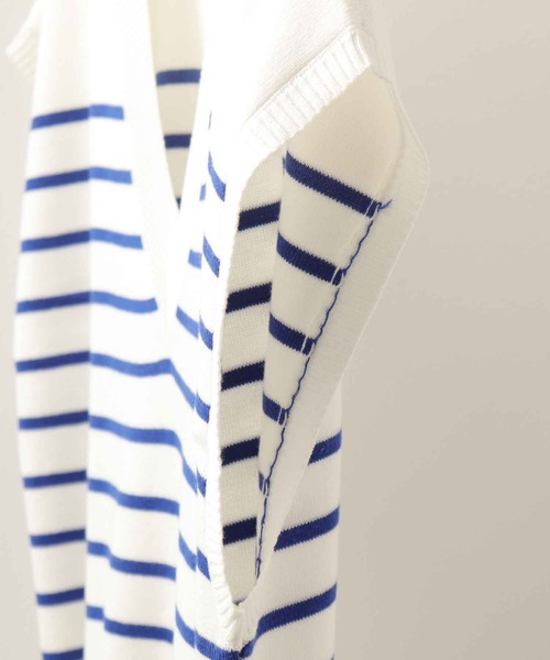 sara&cake（サラアンドケイク）の「12GボーダーVネックベスト（ベスト・レディース・グリーン/ブルー・FREE）」の16枚目の写真