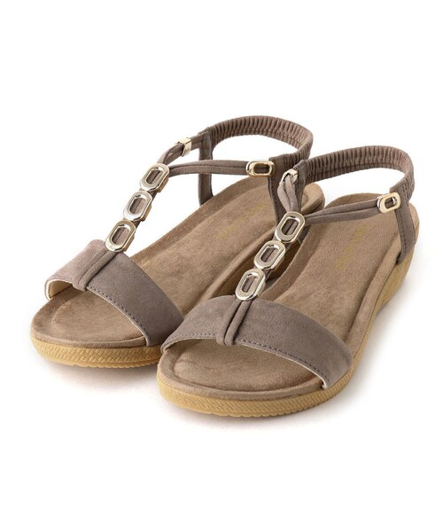 SHOO・LA・RUE（シューラルー）の「◆Tストラップバックゴムサンダル（サンダル・レディース・カーキ/サンドベージュ・35/45）」の4枚目の写真
