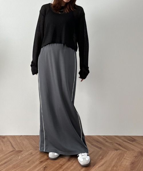 ISOOK（アイスー）の「【ISOOK / アイスー】クロップドシアートップス / 6色展開 シアーニット シースルーニット クロップドトップス ロングスリーブ 春服 春トップス ZOZOTOWN限定（Tシャツ/カットソー・レディース・グレー/ブラック/ブラウン/ホワイト/イエロー/グリーン・FREE）」の17枚目の写真