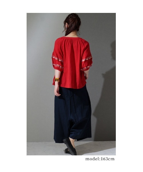 Sawa a la mode(サワアラモード)の「鮮やかビタミンカラーのエスニックブラウス(シャツ/ブラウス・レディース・イエロー/レッド・FREE)」の7枚目の写真