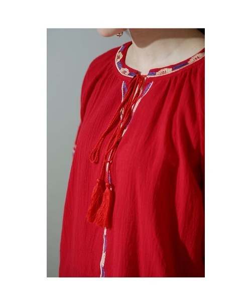 Sawa a la mode(サワアラモード)の「鮮やかビタミンカラーのエスニックブラウス(シャツ/ブラウス・レディース・イエロー/レッド・FREE)」の9枚目の写真
