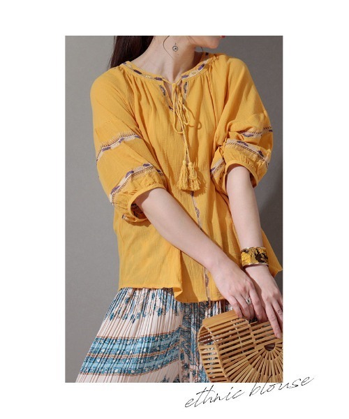 Sawa a la mode(サワアラモード)の「鮮やかビタミンカラーのエスニックブラウス(シャツ/ブラウス・レディース・イエロー/レッド・FREE)」の14枚目の写真