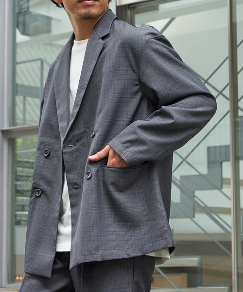 CIAOPANIC TYPY（チャオパニックティピー）の「【セットアップ対応】グレンチェックダブルシャツジャケット（テーラードジャケット・メンズ・ブラウン/グレー・M/L）」の11枚目の写真