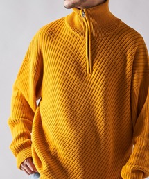 ビッグシルエット スタンドハーフジップニット