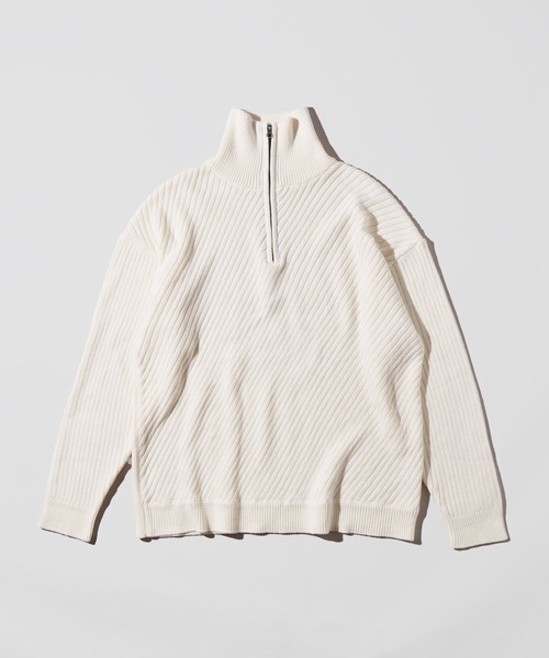 ADPOSION（アドポーション）の「ビッグシルエット スタンドハーフジップニット（ニット/セーター・メンズ・チャコールグレー/オフホワイト/ブルー/マスタード・MEDIUM/LARGE/X-LARGE）」の21枚目の写真