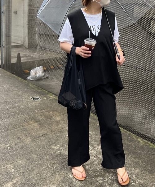 RIVE DROITE（リヴドロワ）の「WEB限定/さらりとした肌触り美脚パンツ（その他パンツ・レディース・グレー/ブラック・FREE）」の5枚目の写真