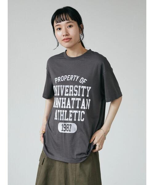 CRAFT STANDARD BOUTIQUE(クラフトスタンダードブティック)の「綿レーヨン天竺ベーシックプリントTEE *(Tシャツ/カットソー・レディース・グレイッシュベージュ/アイボリー/チャコールグレー/カーキ・M/L)」の6枚目の写真