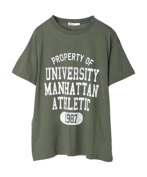 CRAFT STANDARD BOUTIQUE(クラフトスタンダードブティック)の「綿レーヨン天竺ベーシックプリントTEE *(Tシャツ/カットソー・レディース・グレイッシュベージュ/アイボリー/チャコールグレー/カーキ・M/L)」の8枚目の写真