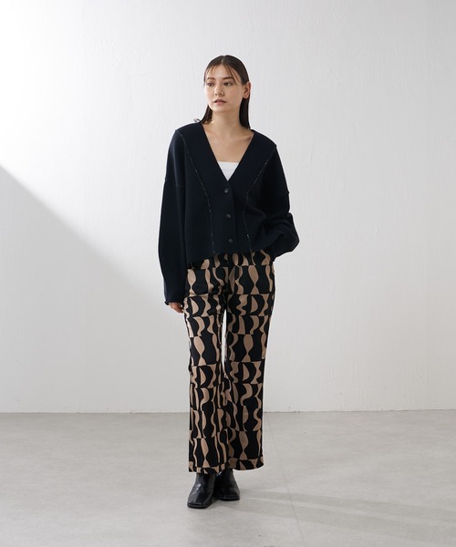 Lui's（ルイス）の「【カタログ掲載アイテム】配色ステッチショートカーディガン（カーディガン/ボレロ・レディース・パープル/オフホワイト/オレンジ/ブラック・FREE）」の7枚目の写真