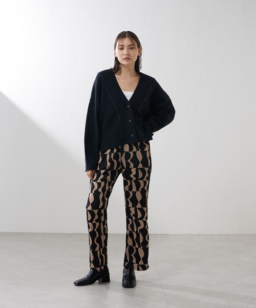 Lui's（ルイス）の「【カタログ掲載アイテム】配色ステッチショートカーディガン（カーディガン/ボレロ・レディース・パープル/オフホワイト/オレンジ/ブラック・FREE）」の9枚目の写真