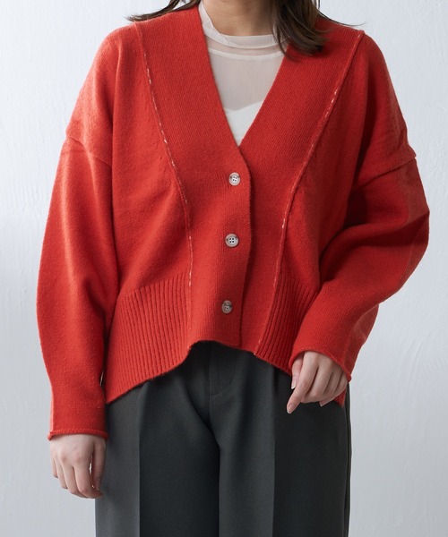 Lui's（ルイス）の「【カタログ掲載アイテム】配色ステッチショートカーディガン（カーディガン/ボレロ・レディース・パープル/オフホワイト/オレンジ/ブラック・FREE）」の17枚目の写真