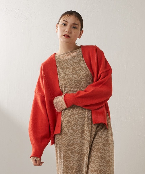 Lui's（ルイス）の「【カタログ掲載アイテム】配色ステッチショートカーディガン（カーディガン/ボレロ・レディース・パープル/オフホワイト/オレンジ/ブラック・FREE）」の15枚目の写真