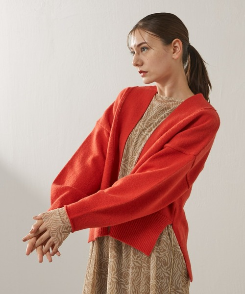 Lui's（ルイス）の「【カタログ掲載アイテム】配色ステッチショートカーディガン（カーディガン/ボレロ・レディース・パープル/オフホワイト/オレンジ/ブラック・FREE）」の14枚目の写真