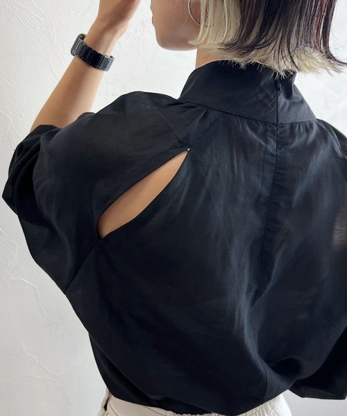 PAGEBOY（ページボーイ）の「CORE / シアーコードハイネックブラウス（シャツ/ブラウス・レディース・ブラック/オフホワイト・FREE）」の2枚目の写真