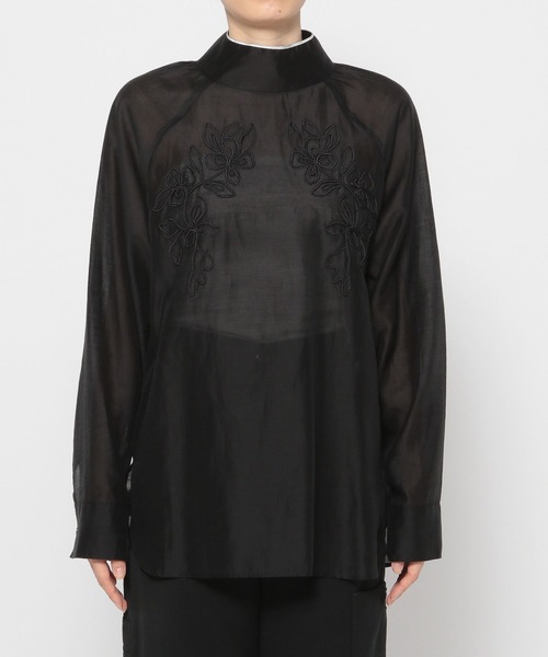 PAGEBOY（ページボーイ）の「CORE / シアーコードハイネックブラウス（シャツ/ブラウス・レディース・ブラック/オフホワイト・FREE）」の13枚目の写真