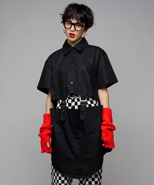 Narcissus（ナルシス）の「【Narcissus】ベルトカットシャツ（シャツ/ブラウス・レディース・ホワイト/ブラック・FREE）」の2枚目の写真