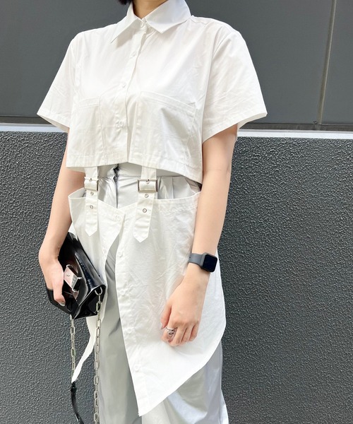 Narcissus（ナルシス）の「【Narcissus】ベルトカットシャツ（シャツ/ブラウス・レディース・ホワイト/ブラック・FREE）」の15枚目の写真