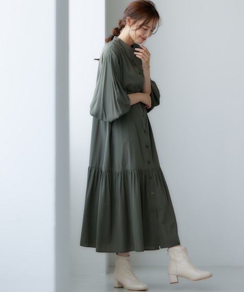 miclat（ミクラ）の「大きいサイズ 袖ボリュームシャツワンピース miclat（ワンピース・レディース・オフホワイト/カーキ・LL/3L/4L/L/5L）」の2枚目の写真