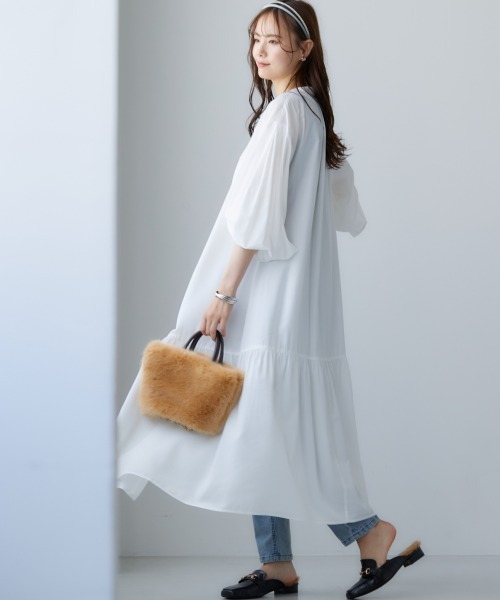 miclat（ミクラ）の「大きいサイズ 袖ボリュームシャツワンピース miclat（ワンピース・レディース・オフホワイト/カーキ・LL/3L/4L/L/5L）」の8枚目の写真