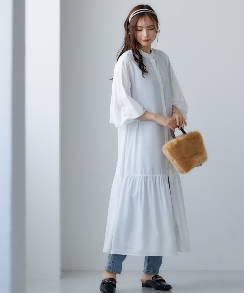 miclat（ミクラ）の「大きいサイズ 袖ボリュームシャツワンピース miclat（ワンピース・レディース・オフホワイト/カーキ・LL/3L/4L/L/5L）」の7枚目の写真